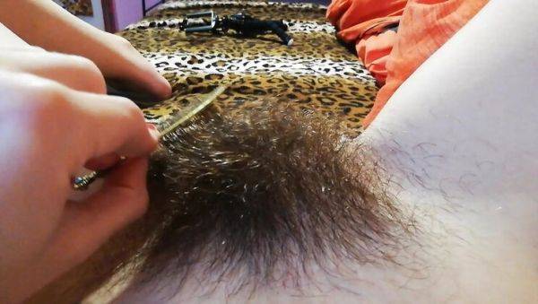 View the uncut scene named : Hairy MILF Pussy Closeup - Bush Brushing Fetish with Cuteblnde666