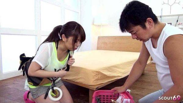 Play the hardcore scene called : Petite Japanese Teen Virgin Tricked into First Time Cum Suck by Old Man - Uncensored JAV