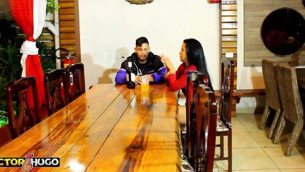 Play the complete video of : Hot Brunette Wife Blows Friend While Hubby Watches - Exclusive HD Threesome