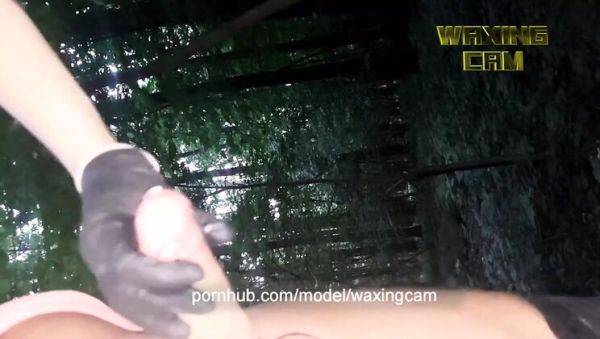 Enjoy watching hardcore movie titled : #49 Hot Waxing Male Handjob with Cumshot in Outdoor German CFNM Scene