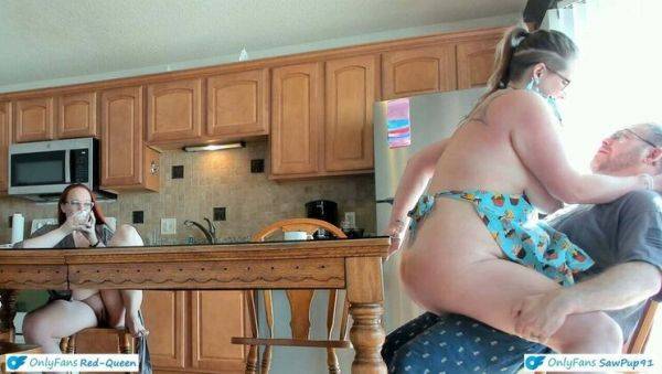 View uncensored scene titled : Hot MILF Maid RedQueen Serves Breakfast in Steamy Cuckquean Threesome - Big Tits, BDSM & Kitchen Sex