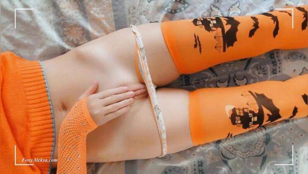 View HD video called : Hot Redhead Teen FoxyAleksa Masturbates in Halloween Costume - Wet Pussy Fingering