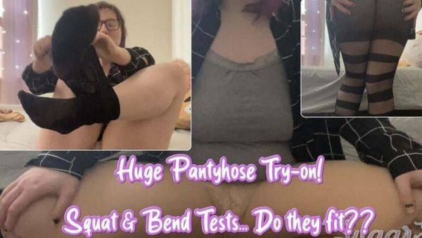 Watch this complete movie : Sexy BBW SugarFlower Tries On Huge Pantyhose Haul - Squatting & Teasing in Glasses