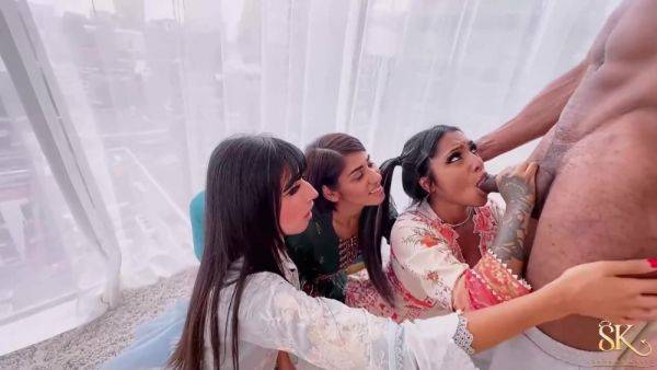 Watch the uncensored video titled : Yasmina Khan, Sahara Knite And Aaliyah Yasin In Bbc Meets Asian Triplethreat