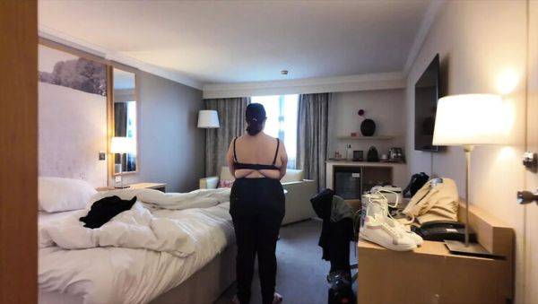 Watch this complete scene titled : Hot French Amateur Mariaespino Dominates Submissive Slut in Hotel Room - BDSM, Piss Drinking & Huge Tits