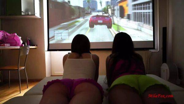 View this complete scene named : Hot Threesome Fun with Lisichka Mila Fox & Friends - Cum Play GTA5 Sex Game!