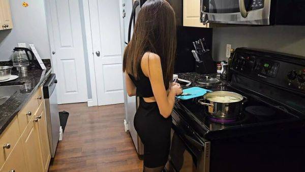 View this complete movie called : Petite Teen Step Sister in Black Dress Gets Fucked Hard on Kitchen Table