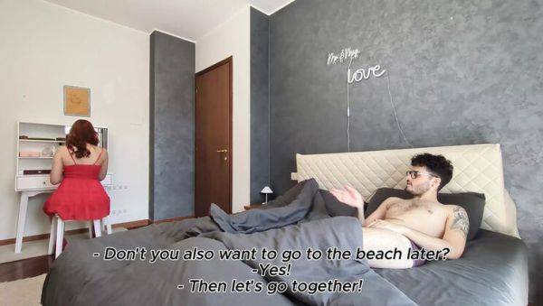 Stream this uncensored movie of : POV Fucking My Slutty Redhead Stepmom in Bed - Creampie & Doggy Style (Eng Sub)