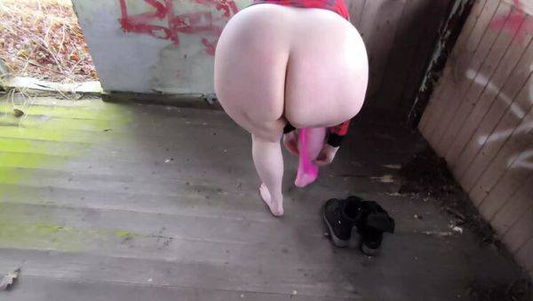 Enjoy watching full clip titled : Busty German Babe Spanked Hard in Fishnets - Outdoor BDSM & Public Humiliation