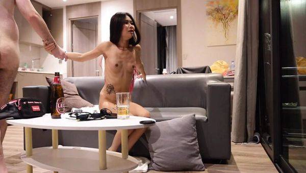 Enjoy watching this complete video titled : Ultra Skinny Asian Bar Girl Gets Creampie - Small Tits Riding