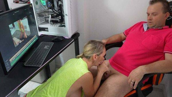 View the hardcore video called : Hot Wife Teases Husband in Home Office - HD 4K Porn with LC Couple