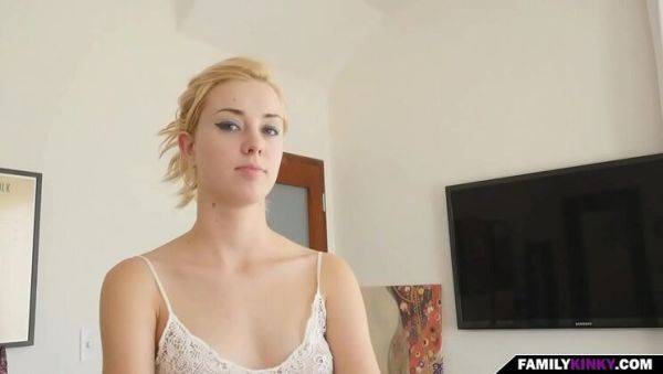 Enjoy watching the uncut scene titled : Blonde teen Haley Reed gives step sis a hot POV blowjob