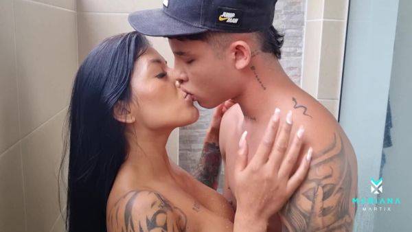 Enjoy watching this uncensored movie titled : Danner Mendez And Mariana Martix - My Stepbrother Spies On Me And Leaves My Ass Covered In Cum