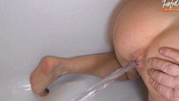 View HD movie titled : First Time Anal with My Wife - Farfalla Takes a Huge Creampie in the Bathroom