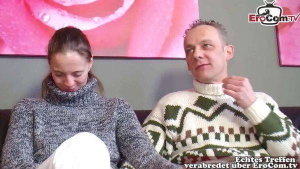 Play hardcore video titled : Hot German Teen Nikky Om Shares First MMF Threesome with GF - Amateur Casting Fuck