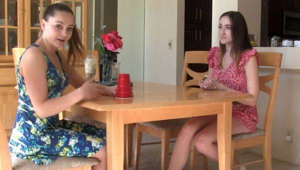 Watch this complete clip titled : Lesbian Strip Dice Game - Aften Opal & Everly Haze Get Hot & Heavy