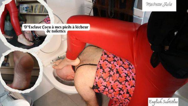 View the HD movie of : Mistress Julia Humiliates Cuckold Slave - Foot Worship & Toilet Licking Femdom