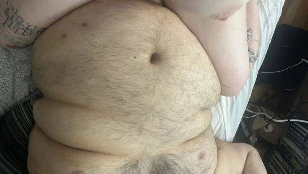 Enjoy watching uncensored scene : Petite British babe squirts all over chubby man's belly in cowgirl position - intense orgasm!