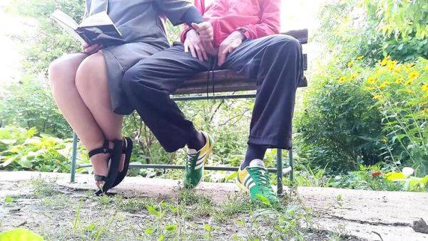 Play the full scene called : MILF Stepmom Jerks Off Step Son's Hard Cock Until He Cums Outdoor