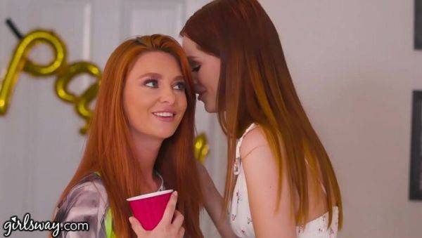 Enjoy watching the complete video : Hot Lesbian Threesome with Redhead Step-Sisters Lola Fae & Lacy Lennon - Teen Fingering Fun