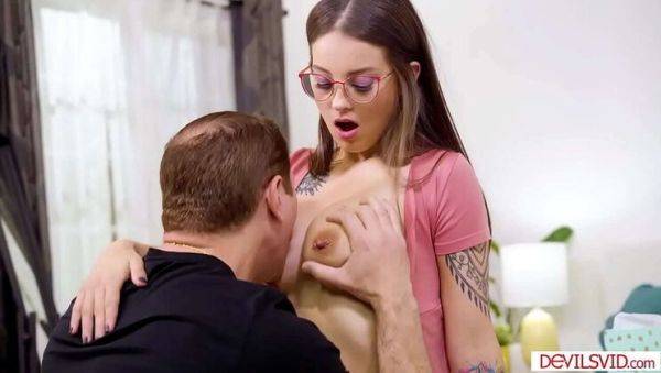 Enjoy watching the HD scene of : Big tits teen Maddy May gets fucked hard by stepdad