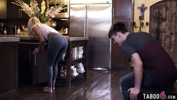 Watch complete movie of : Petite MILF Mona Wales seduces stepson with her big ass and takes his anal pounding