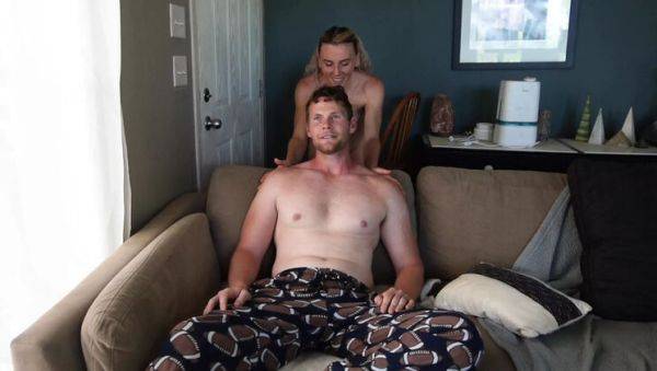 Enjoy watching hardcore scene called : Hot Blonde Sav Moolah Gets Silent Fuck on the Couch - Doggy Style & Cumshot