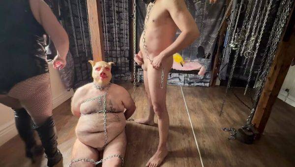 View the HD movie : British Femdom Humiliation - Slave Wanks on Piggy's Face in HD - Part 3