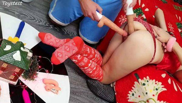 Play the uncut video of : Amateur Teen Wife Takes Two Thrusting Dildos in Her Tight Pussy - Double Penetration DP DVP