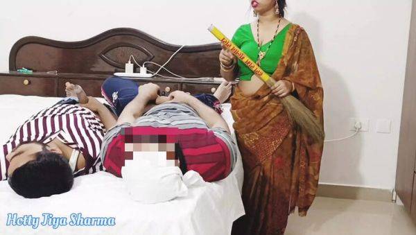 Stream uncut scene called : Hot Indian Stepmom Jiya Sharmaa Takes Two Big Cocks in Her Tight Pussy - Anal & Threesome Fuck