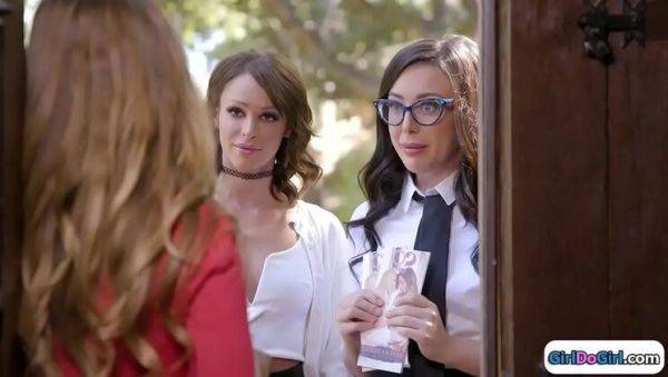 Watch this HD clip called : Hot Lesbian Recruiters Lick Straight Girl - Karla Kush, Emma Hix & Whitney Wright