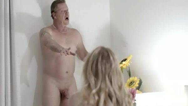 Enjoy watching this full video titled : Skinny Teen Tricks Blindfolded Stepdad - Shocked By Surprise Threesome