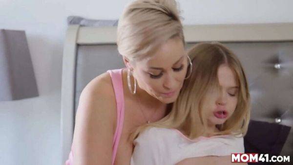 Play uncensored scene called : Blonde MILF Tutor Fucks Teen Student - Lesbian Sex Scissor & Pussy Licking