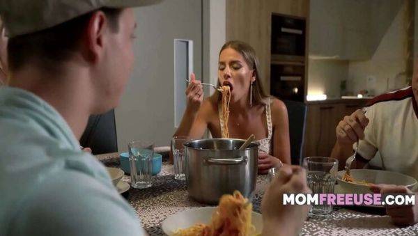 Enjoy watching the hardcore scene of : Identical Stepmom Twins Freeuse - Hot MILF Threesome with Raul Costa