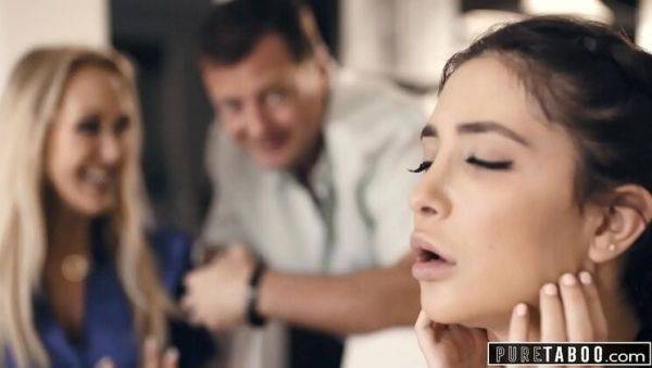 View the uncut video called : Brandi Love & Jane Wilde Threesome - Stepdad & Stepmom Fuck Teen Stepdaughter Hard