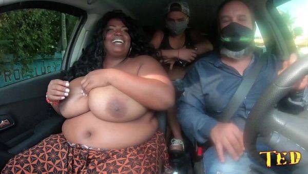 Play the hardcore movie titled : Fernanda Freire BBW Ride with Huge Natural Tits - Public Car Sex with Joao & Jhonny