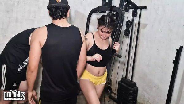 Enjoy watching this complete movie of : Hot Latina Stepsisters Candy Crush & Candy Kush Share Gym Trainer's Big Cock - Threesome Blowjob & Riding