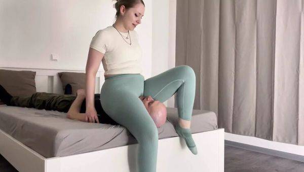 Watch this complete video named : Blonde PAWG Lizzy Crush Dominates with Her Thighs in HD Femdom