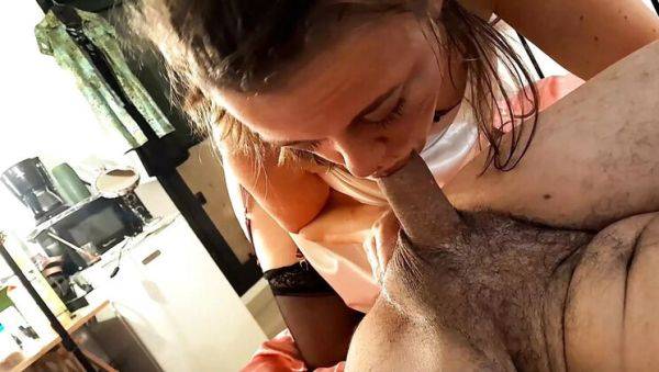 Play this full clip of : French Amateur MILF in Satin Lingerie Gives Deep Throat Blowjob & Rimming - POV Fuck