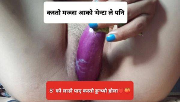 Play this uncensored scene named : Maya Baby Nepali Teen Fingering Her Tight Pussy with Brinjal - Homemade Solo Masturbation