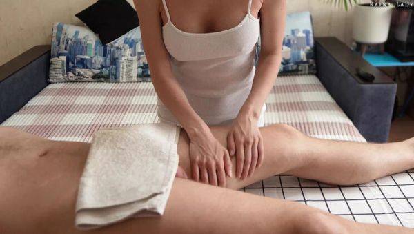 View uncensored movie called : Stepmom Raina Lady Gives Happy Ending Massage with Big Tits - Amateur Handjob