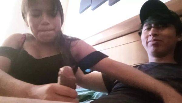 Stream this full scene called : Amateur Latina Teen Fucks Customer for Milk - Homemade Hotel Sex