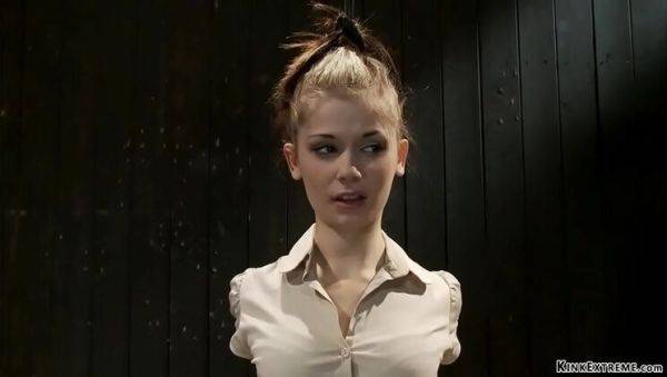 Enjoy watching this uncut video of : Petite brunette Sensi Pearl tied up and fucked hard against the wall