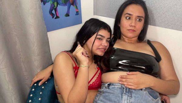Play the hardcore clip titled : Step Sisters Get Horny Watching Movie - Wild Threesome with Big Booty Latinas & Big Cock - PART 1