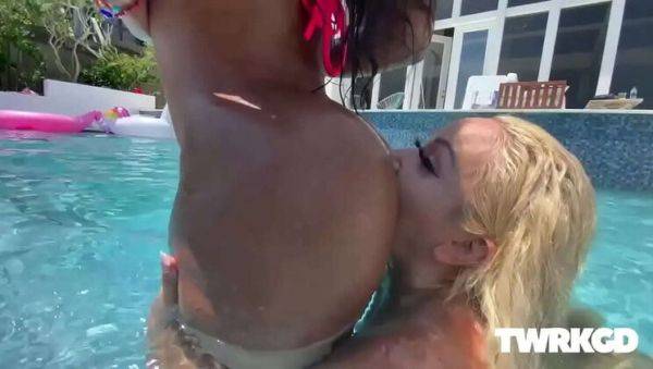 Enjoy watching the full video titled : Uptown Jenny & Bad Whitney Hot Lesbian Pool Sex - Big Tits Latina Action