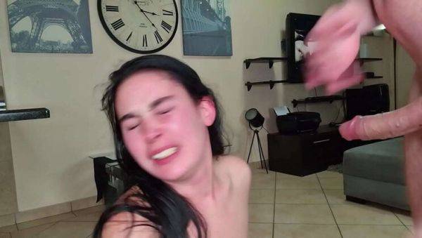 Play this uncut video named : Rough Face Fuck & Cum in Mouth - Humiliated Slut Gets Spit & Slapped by Domslutfucker