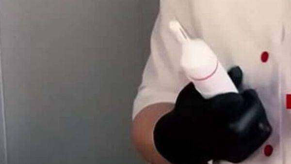 View this uncut scene named : Blonde MILF Nurse SugarNadya Makes Client Cum Hard with Gloved Handjob - English Subs