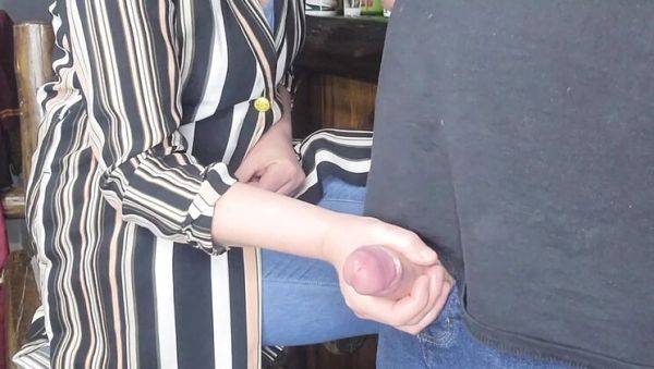 Enjoy watching full scene called : Blonde Stepmom Gives Hot Handjob - Close-Up Action