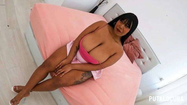 View the uncut scene named : Thicc Colombian Thayanna Babyy Deepthroats Huge Black Cock & Swallows Cum - Big Tits, Blowjob, Doggystyle