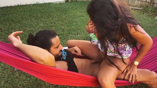 Play this complete video titled : Sexy Latina Wife Jolla Pr Gets Her Wet Pussy Licked Outdoors on a Hammock